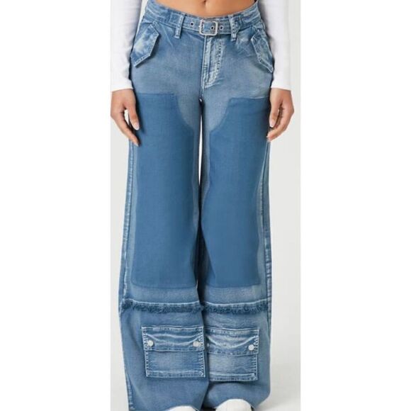 Forever 21 Acid Wash Belted Jeans size s - Picture 10 of 10